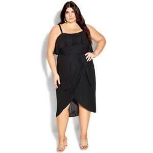 City Chic Astonish Cocktail Dress - Black Size 18